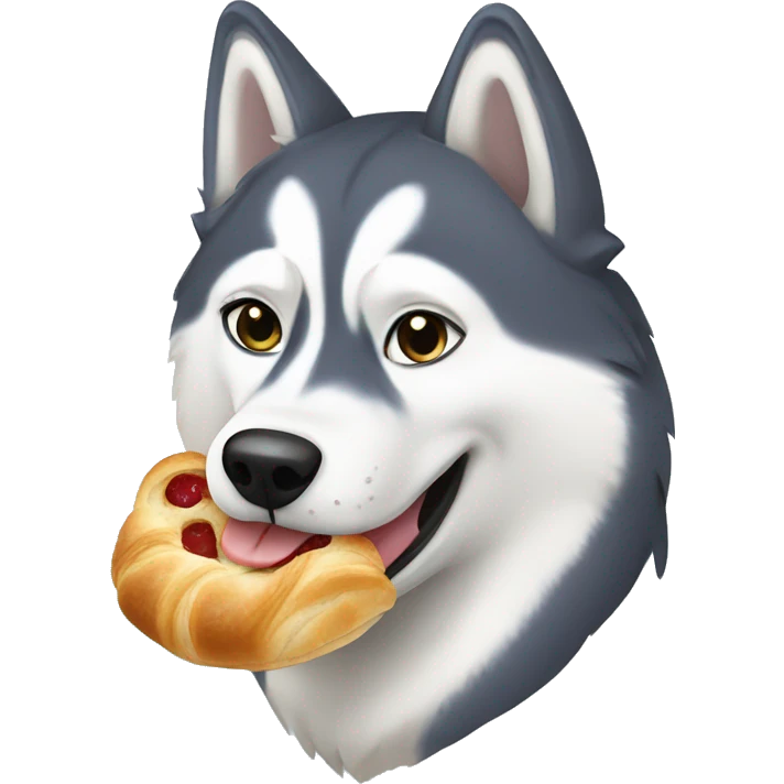 Husky eating croissant emoji