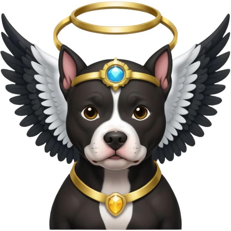 Black pitbull with wings and halo emoji
