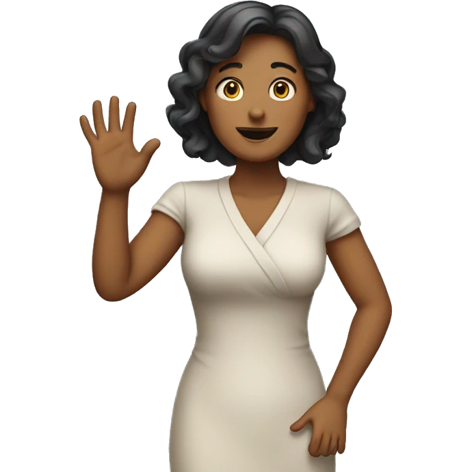 woman awkwardly waving hello emoji