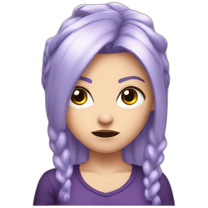 angry white girl purple hair emoji