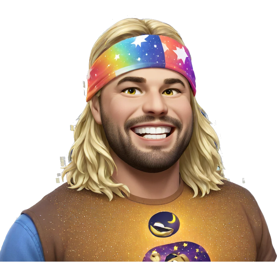 blonde boy smiles under stars emoji