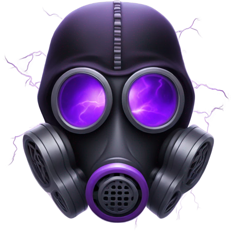 a BLACK gask mask and a purple lightning emoji