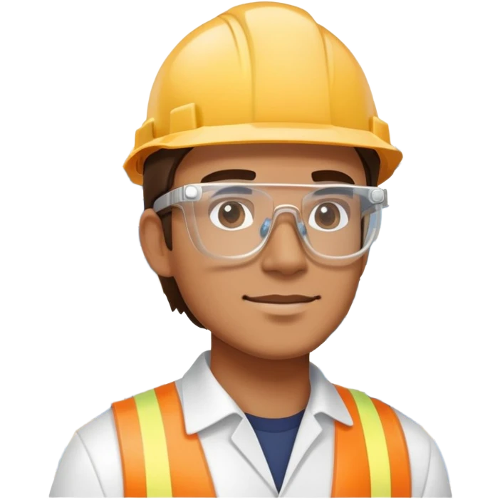 man making a model of a building wearing transparent protective safety glasses emoji