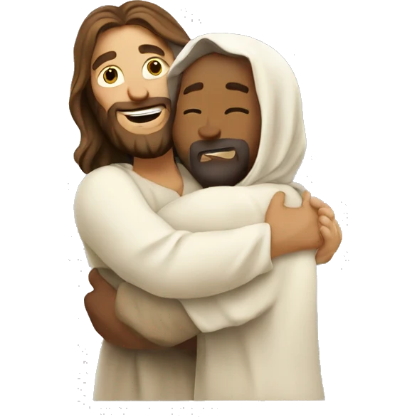 Cartoon Jesus giving hug emoji