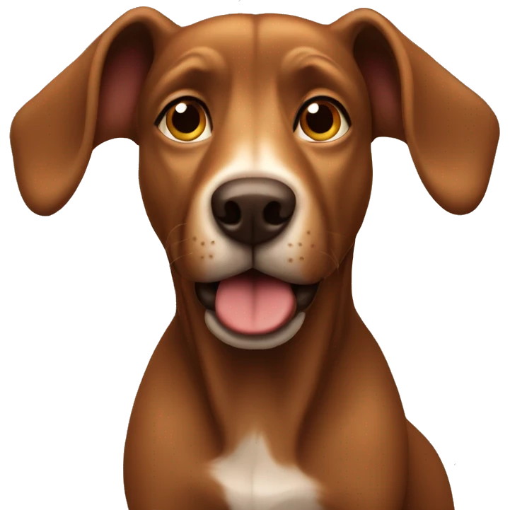 Brown dog with curly tail and big ears emoji