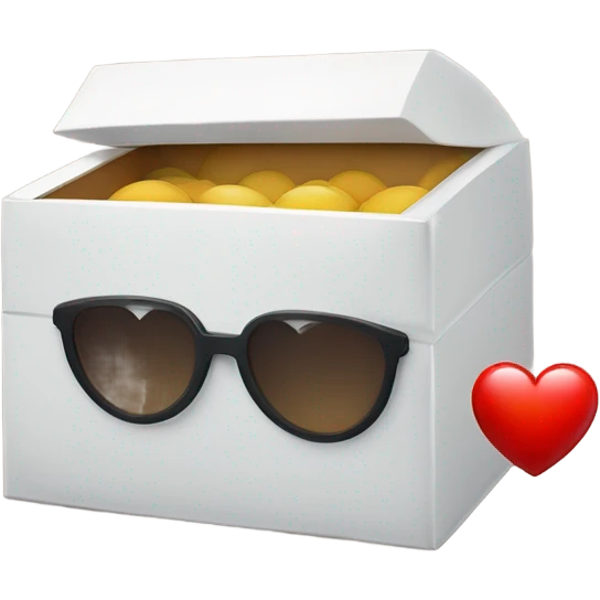 caja inteligente con lentes encima de un corazon grande  emoji