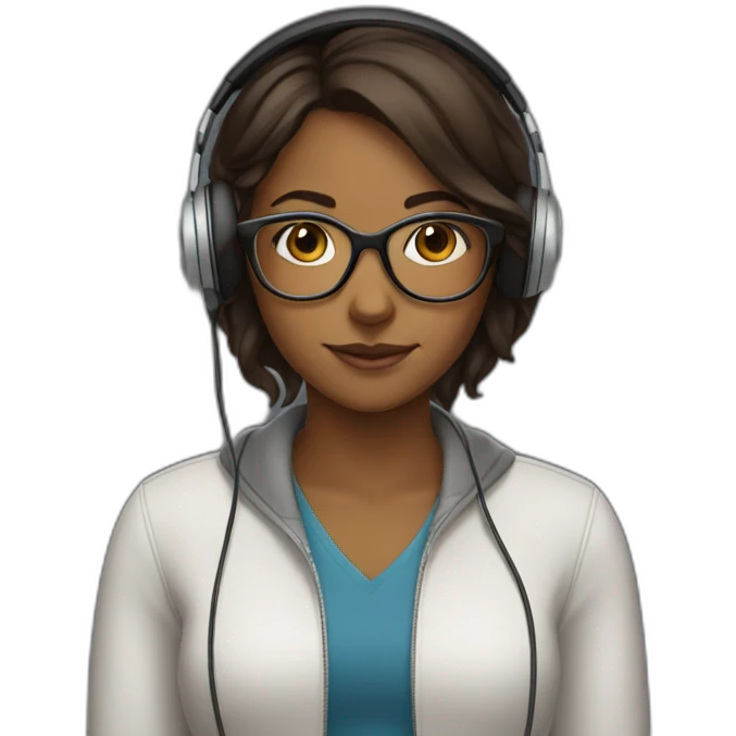Brown girl with glasses and headset  emoji