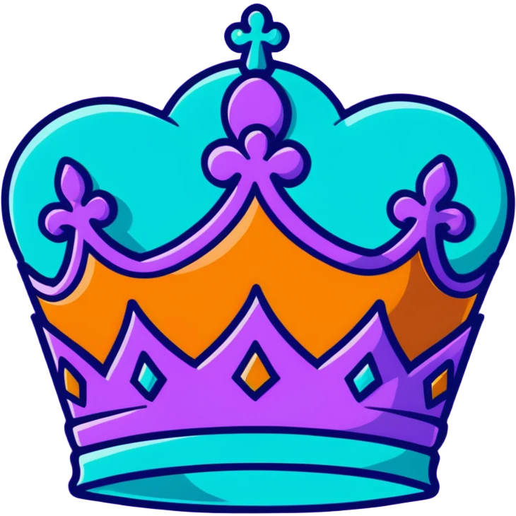 teal and orange royal crown emoji