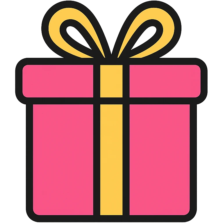 pink gift, color icon style emoji