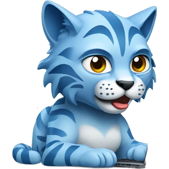 A blue lynx with a laptop emoji