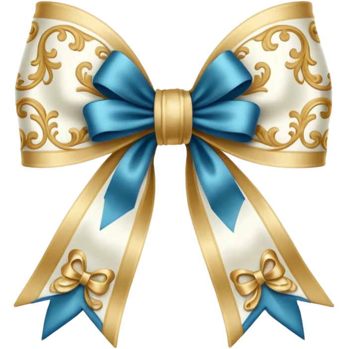 vintage rococo bow, white, ornate, delicate emoji
