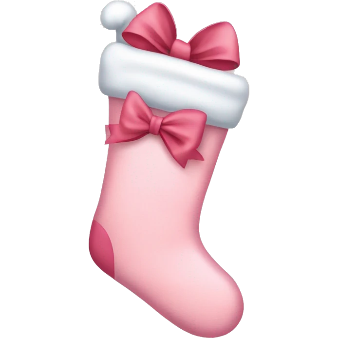  light pink Christmas stocking with big bow emoji