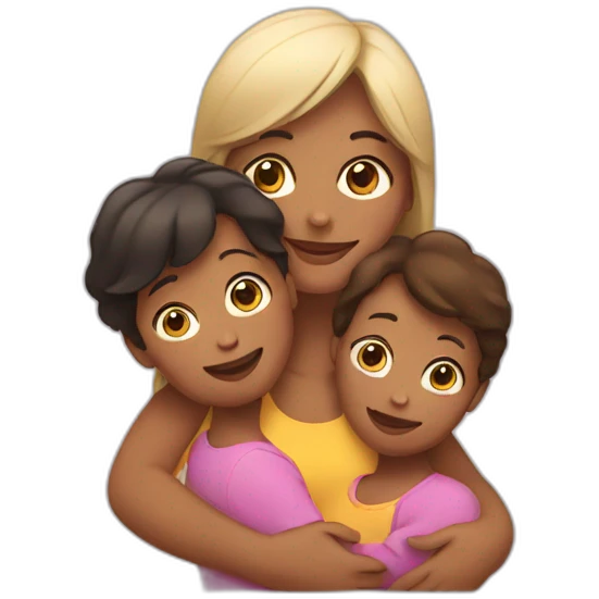 Woman with two kids in her arms emoji