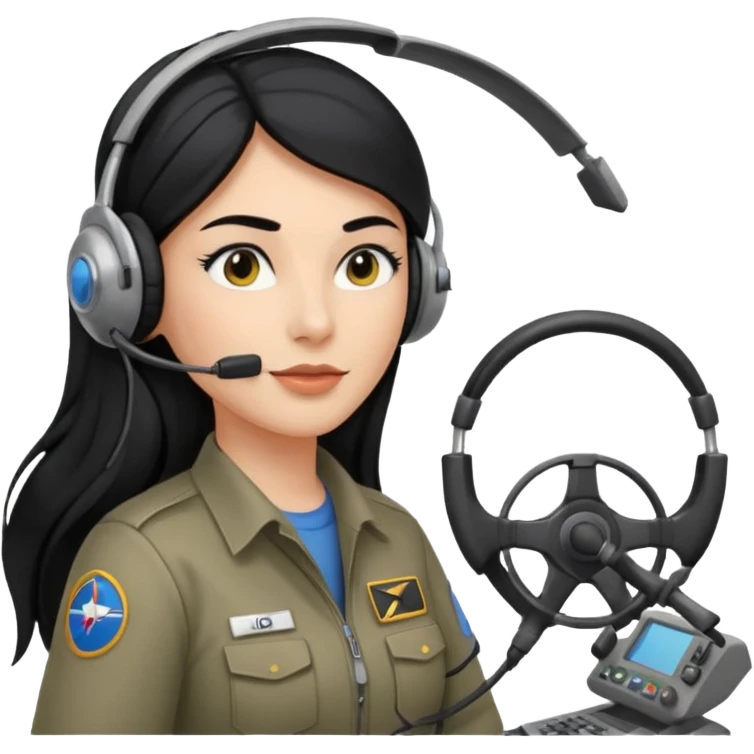 Femme cheveux long noir travaille dans le domaine de l'aéronautique gros sourcils haut du corps emoji