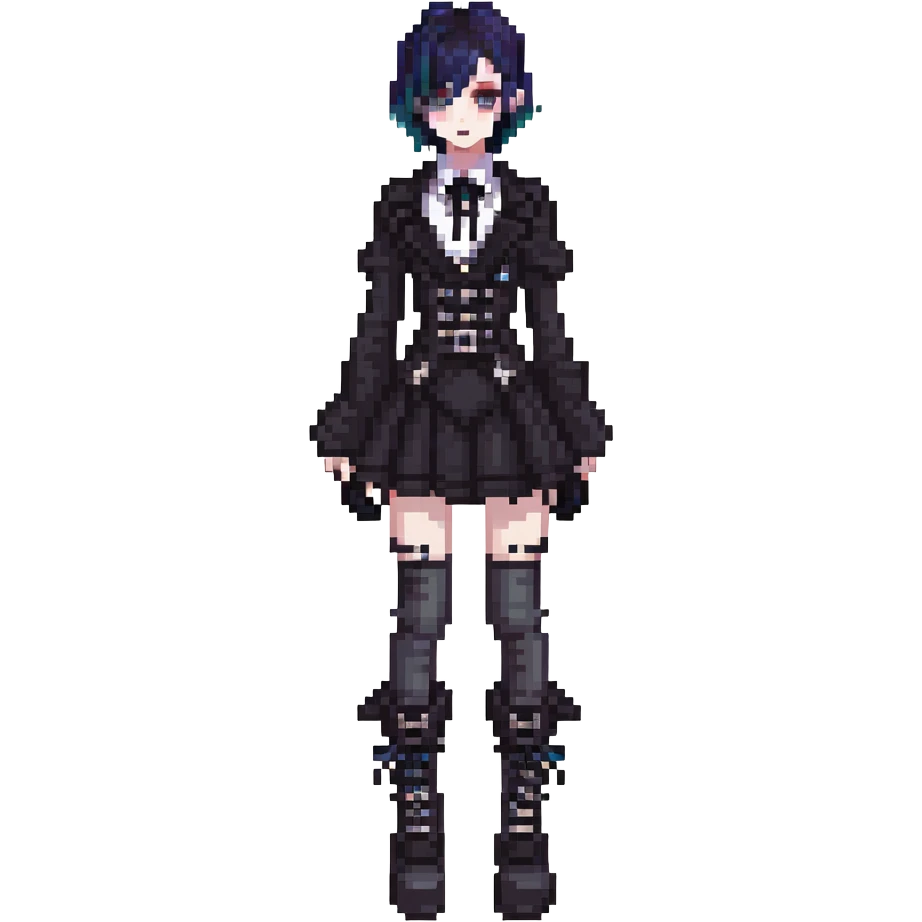 gothic femboy with dark makeup and platform boots emoji