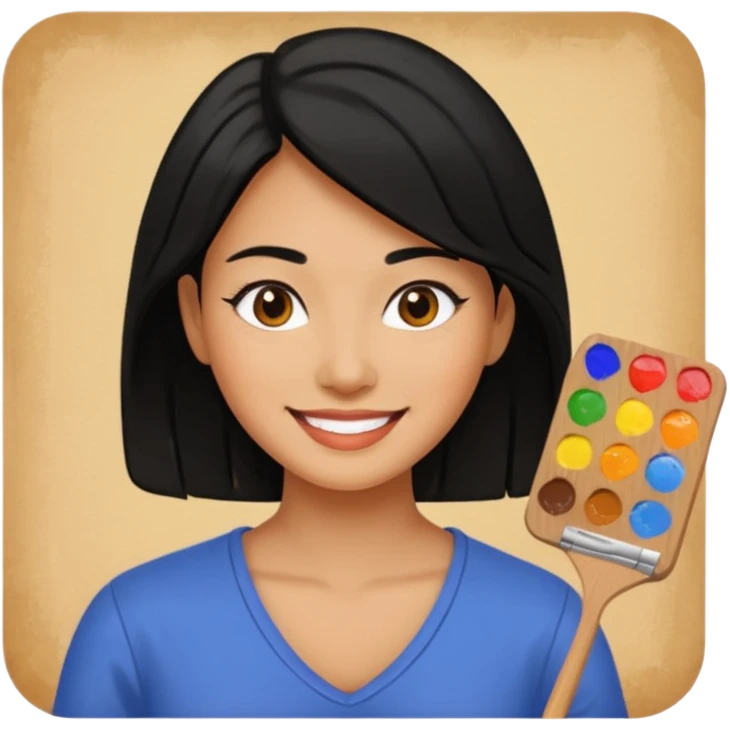 Hold. Women painting smilling  black hair emoji