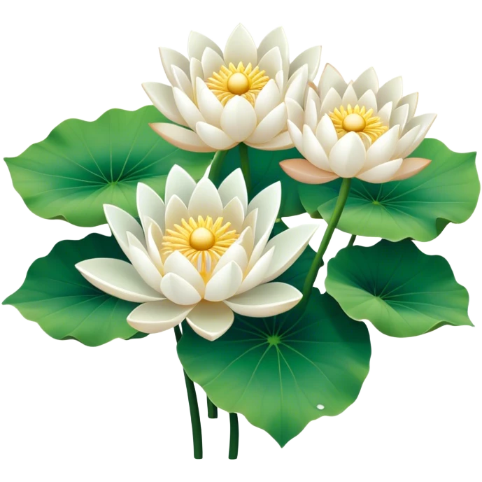 bouquet white Nymphaea lotus,stem, lotus leaf emoji