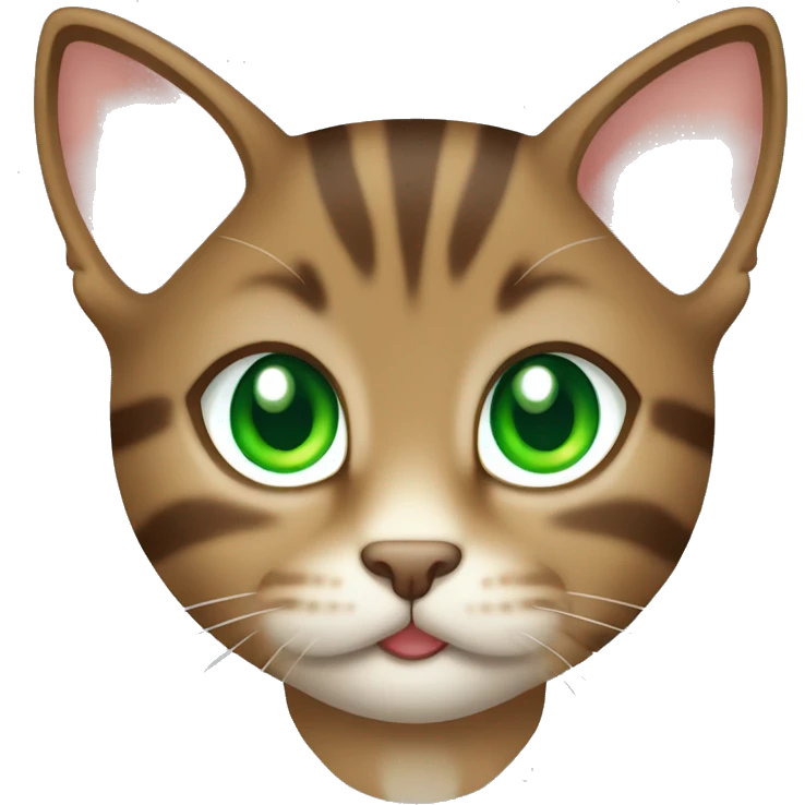 kawaii brown tabby kitten head with green eyes emoji