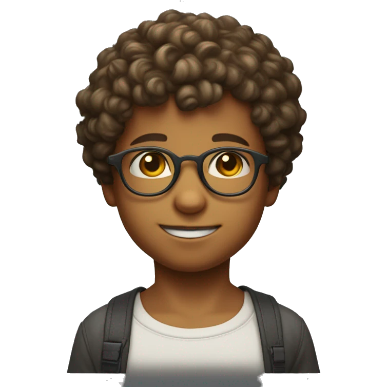 A little boy whit glasses and and short hair just little bit curly whit a ninteno switch
 emoji
