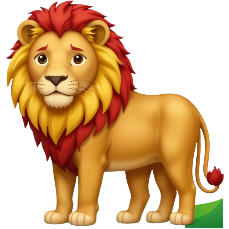 fun emoji with a lion standing on a row of green, white, and red squares, with a sun shining in the background emoji