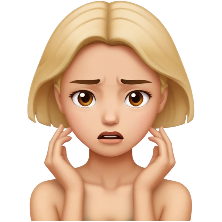 Girl holding her neck looking mad emoji