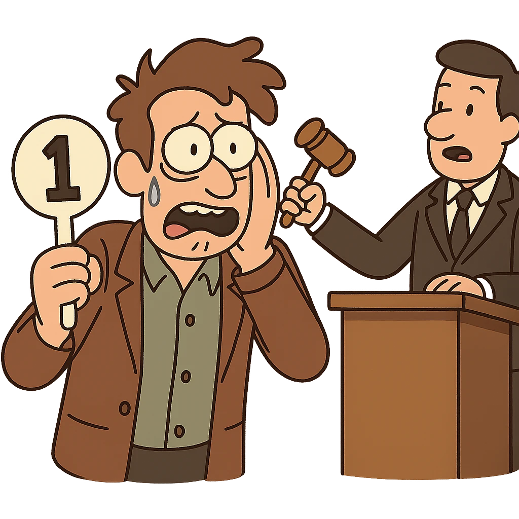 auction anxiety in flat toon style emoji