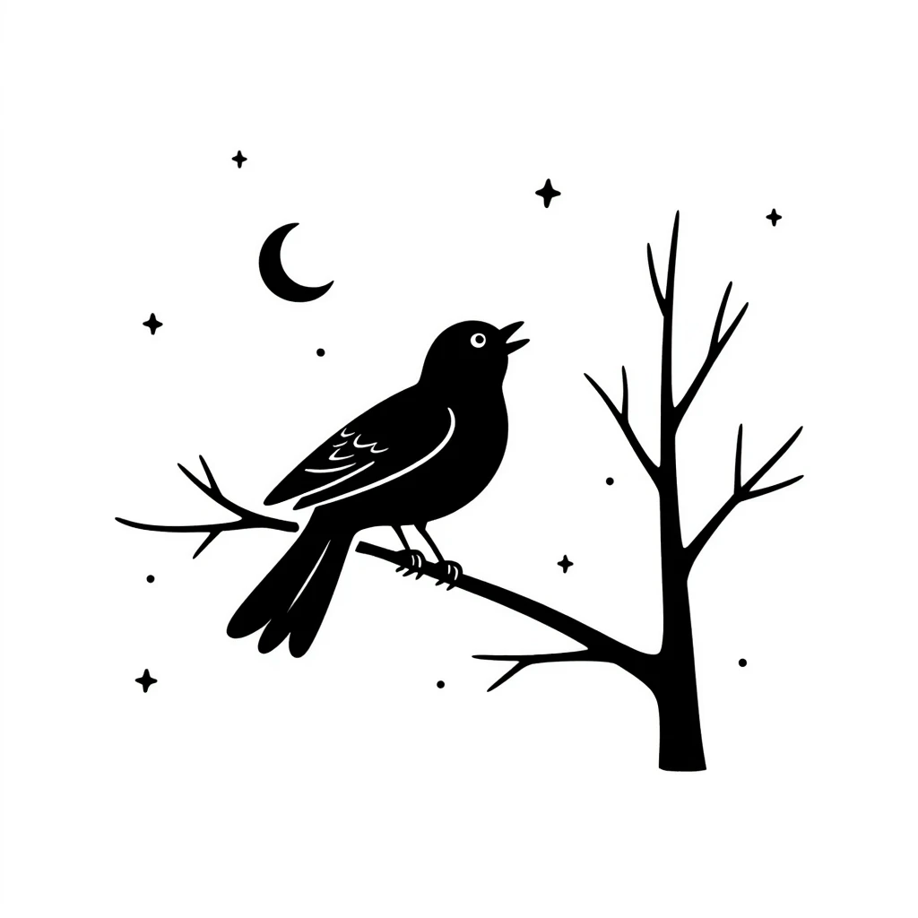 nightingale against starry night sky emoji
