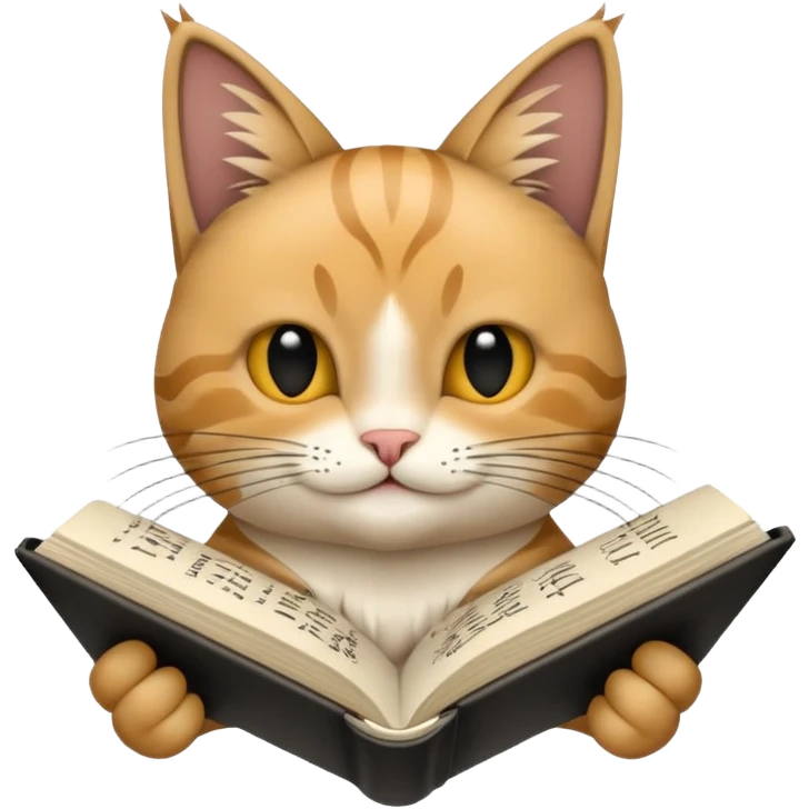 gato del egeo con manchas negras feliz en abriendo una libreta anillada  emoji