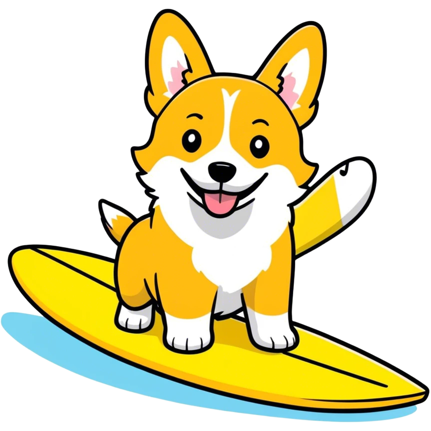 Corgi on a surfboard  emoji