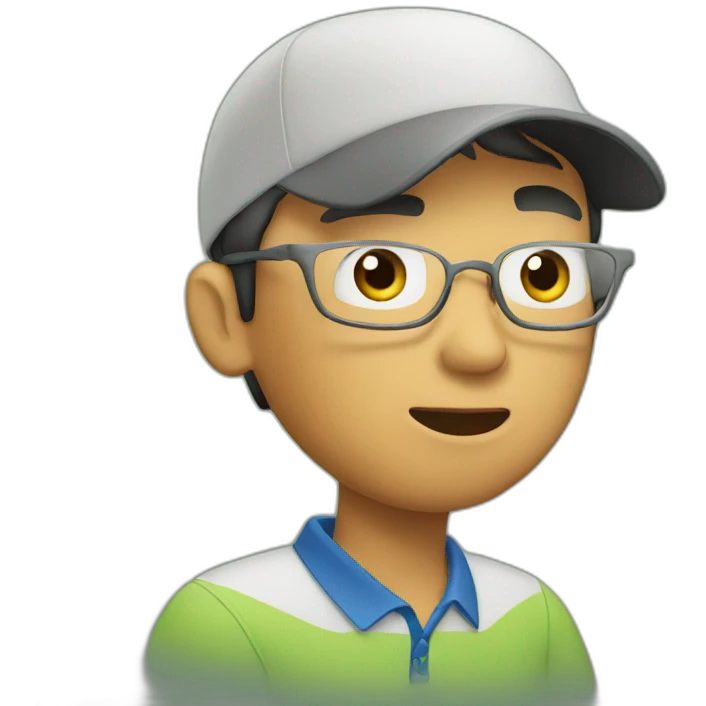 Asian man plays golf emoji
