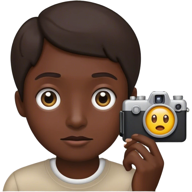 Watching emoji with wide eyes, small camera beside, simple style emoji