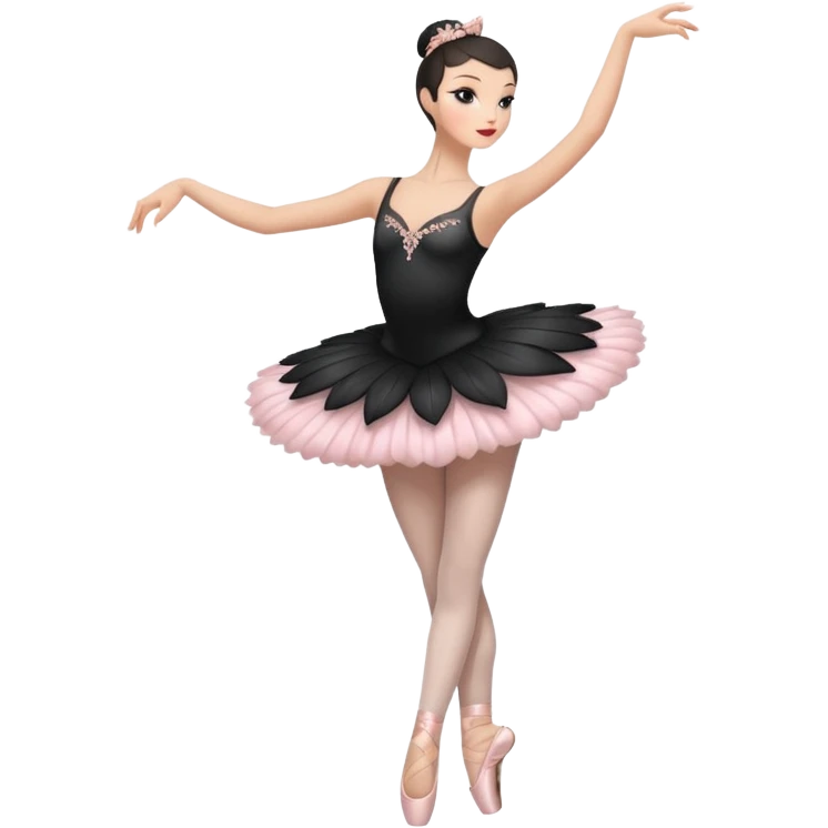 Black swan ballerina emoji from a far to see the whole body dancing with ballerina shoes emoji