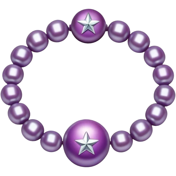 large Pearl bright purple braclet with star in middle emoji