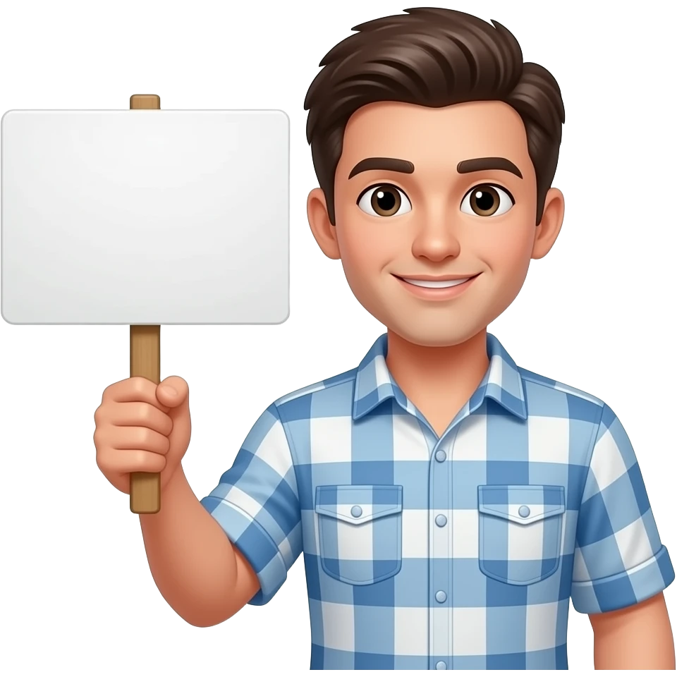 красунчик тримає табличку в правій руці emoji