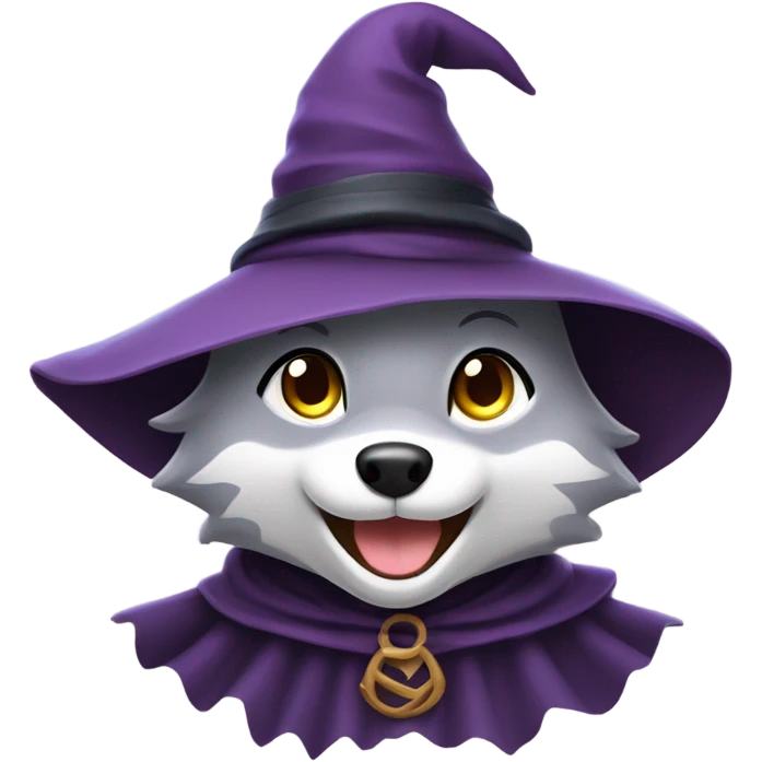 girly wolf dressed as a witch laughing emoji