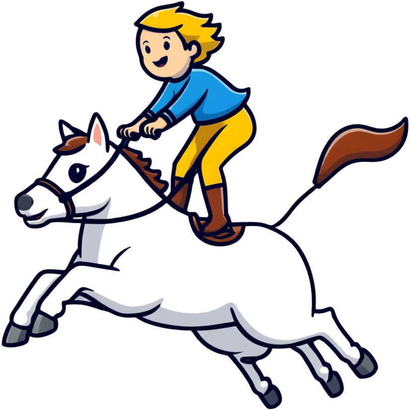 person riding a horse jumping over a dog emoji