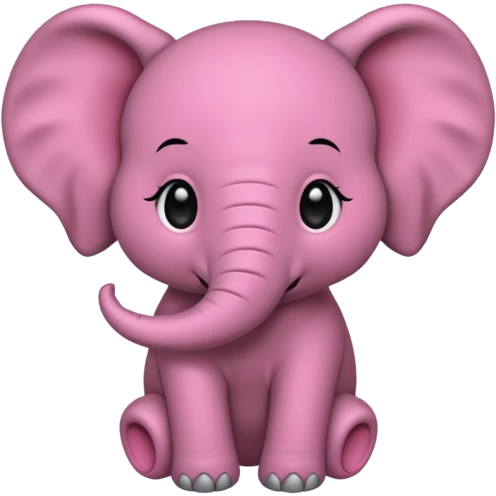 Un bébé éléphant tout rose avec des cheveux noirs emoji
