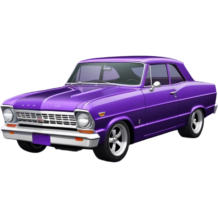 futuristic Jetson’s midnight-dark-purple stealthy black metallic 1965 Chevy Nova SS street rat rod  understated  emoji