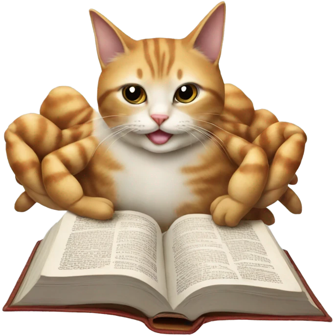 Cat reading the bible while sitting on a crab emoji