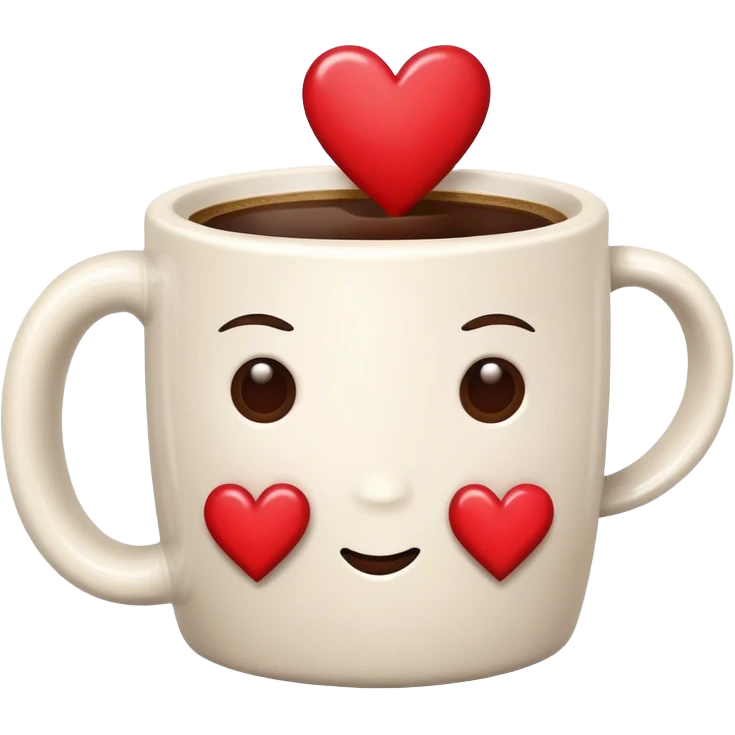 Coffee mug hugging a coffee mug with hearts  emoji
