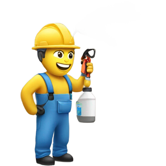 Man spraying spray foam insulation emoji