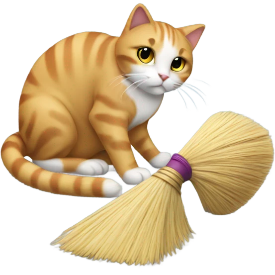 Cat sweeping with broom emoji
