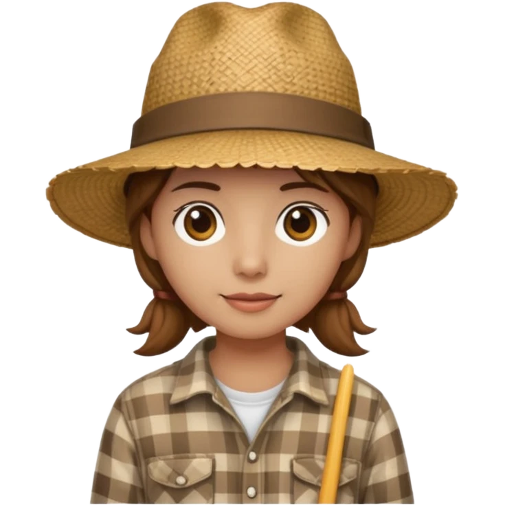 Caipira com camisa xadrez manga longa e chapéu emoji
