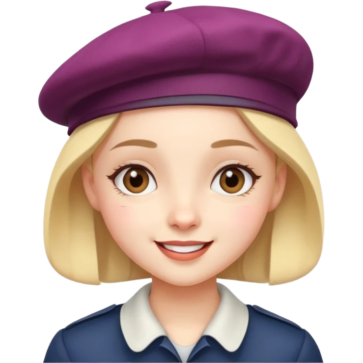 girl with a beret, cheerful expression emoji