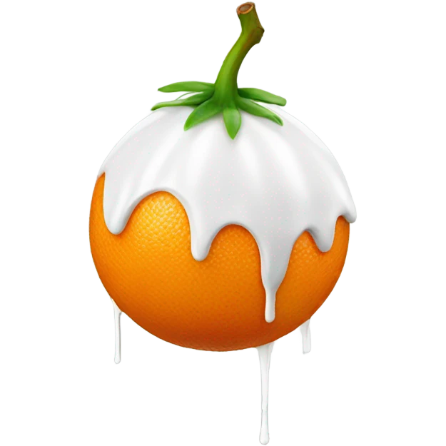 Half tangerine with wite paint dripping down emoji
