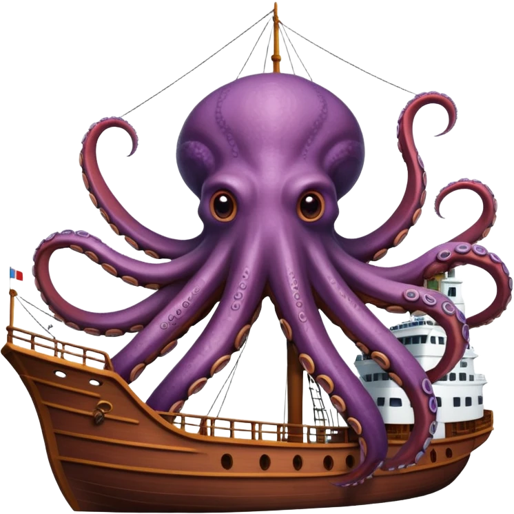 Kraken – Giant octopus with tentacles wrapping a ship emoji