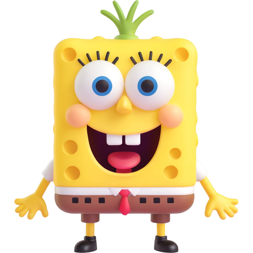 SpongeBob SquarePants, 3D emoji style, rounded features, playful look emoji