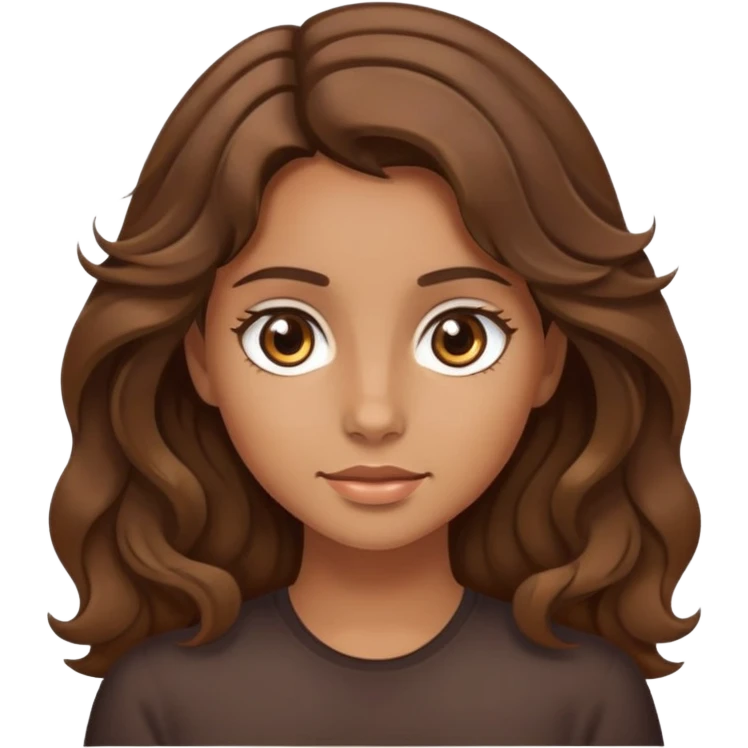 A girl with tanned skin and medium brown hair and a bit wavy with light brown eyes  emoji