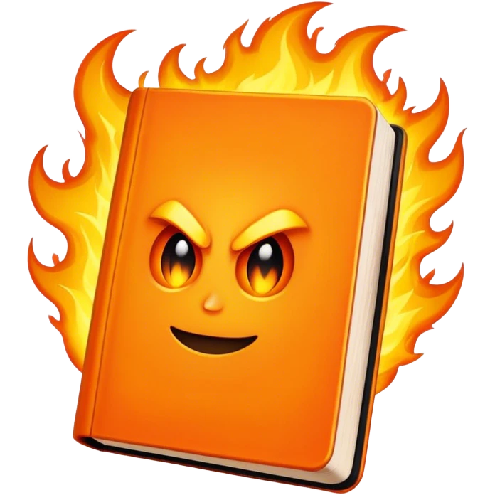 A bright orange book with a black, bold X with an edgy texture, exuding energy and pure, unapologetic confidence...burning aura.. unstoppable emoji