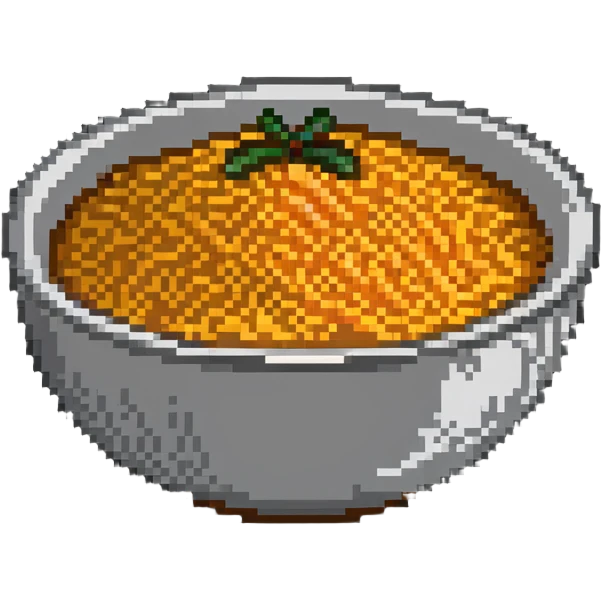 bowl of orange rice, pixel style emoji